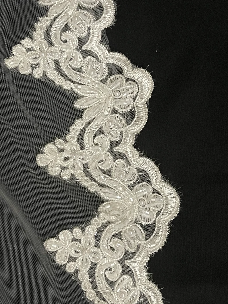 Pearl Lace Wedding Veil, Rhinestone Bridal Veil, Lace Cathedral Veil, Lace Veil, Cathedral Veil, Wedding Veil, Pearl Bridal Veil