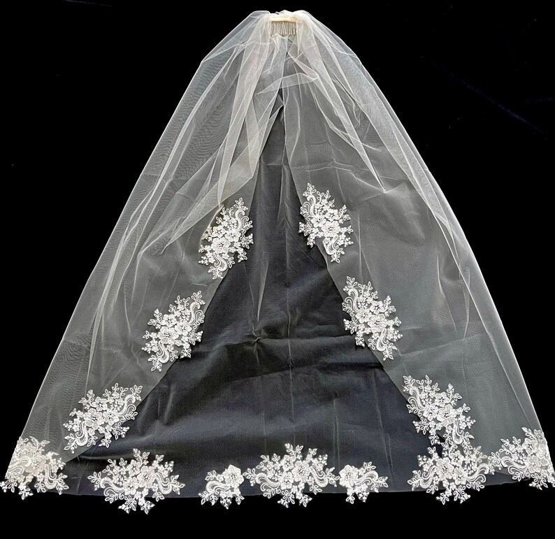 Pearl Lace Wedding Veil, Rhinestone Bridal Veil, Lace Cathedral Veil, Lace Veil, Cathedral Veil, Wedding Veil, Pearl Bridal Veil