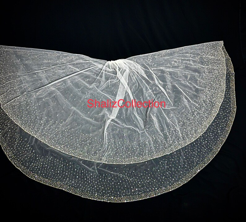 One of a Kind Gorgeous 2 Tier Wedding Bridal Veil, with Scattered Gold and Crystal Beads, all Handmade, Free Tulle Samples