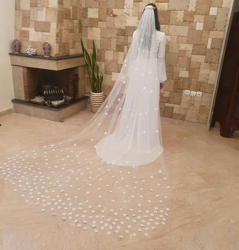 Pearl Lace Wedding Veil, Rhinestone Bridal Veil, Lace Cathedral Veil, Lace Veil, Cathedral Veil, Wedding Veil, Pearl Bridal Veil
