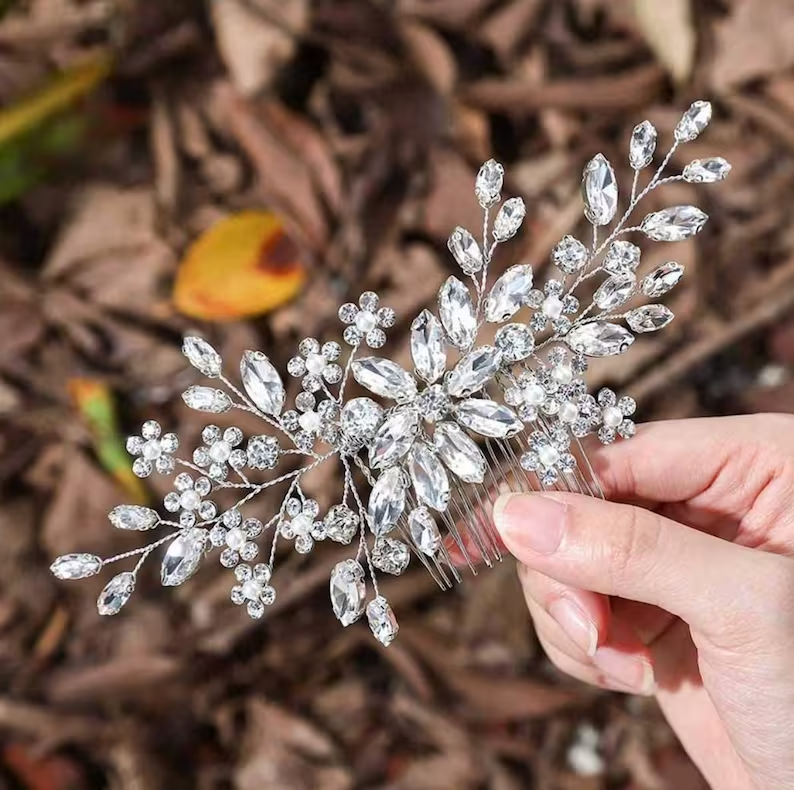 Crystal Bridal Comb Floral Rhinestone Wedding Comb Bridal Hair Comb Wedding hairpiece Wedding Hair Comb