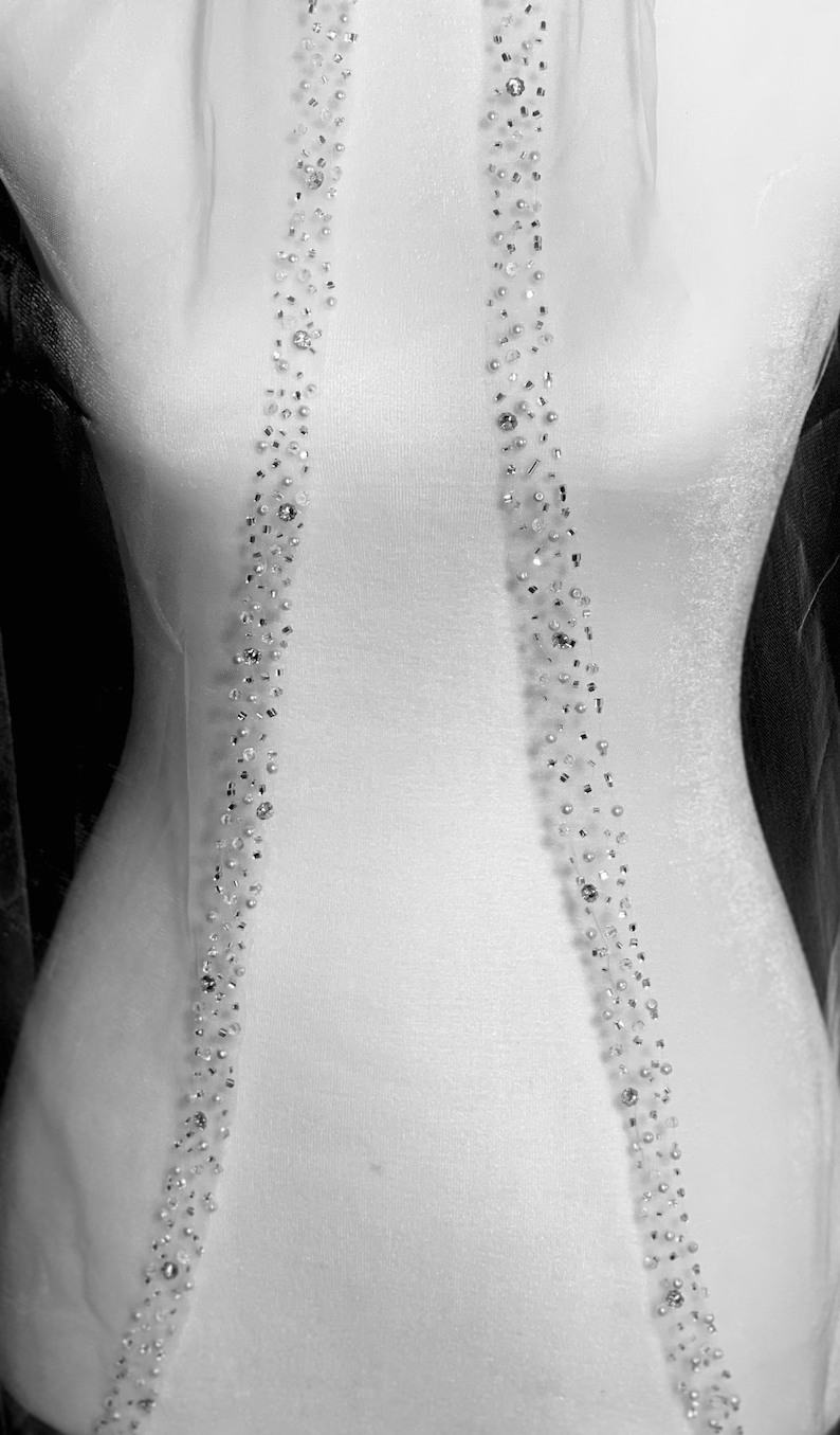 Pearl & Crystal Beaded Veil, Wedding Veil, Beaded Veil, Ivory Veil, White pearl Veil, Elbow Veil, Fingertip Veil, Cathedral Veil,