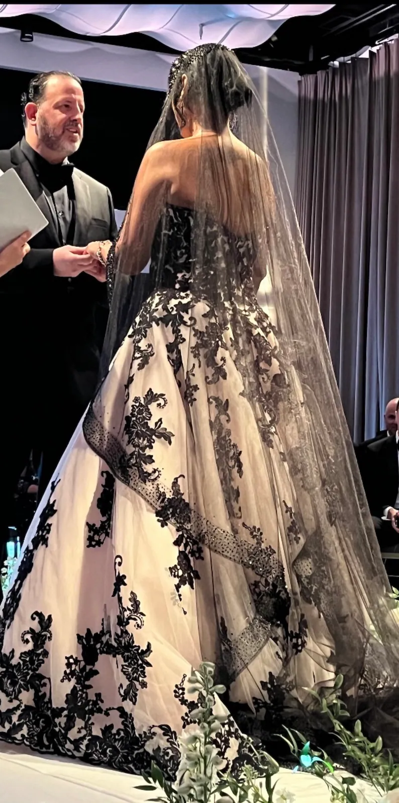 #MN-02 Black Mantilla Wedding Veil with Amazing Details