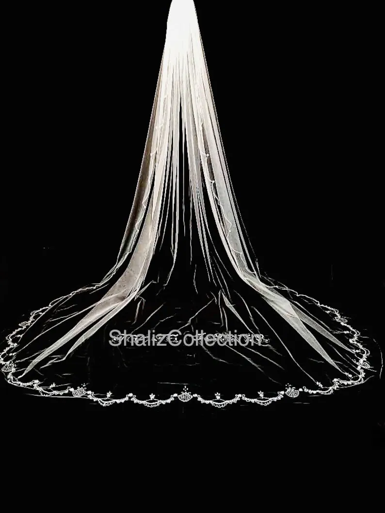One of kind Wedding Veil, Beaded, Rhinestone and Crystal veil with amazing details, Free Tulle samples