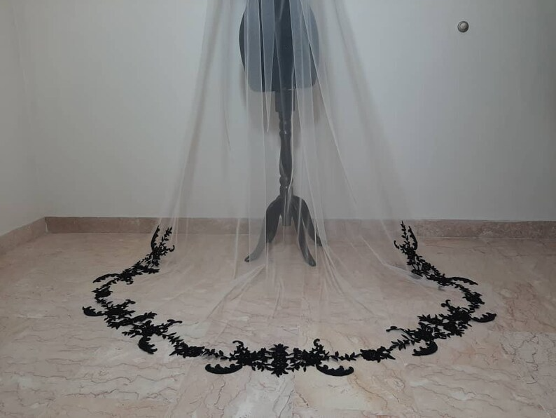 Gorgeous Wedding Lace Veil, Floral Veils for Brides, Soft Tulle Bridal Veils with Comb, free tulle sample