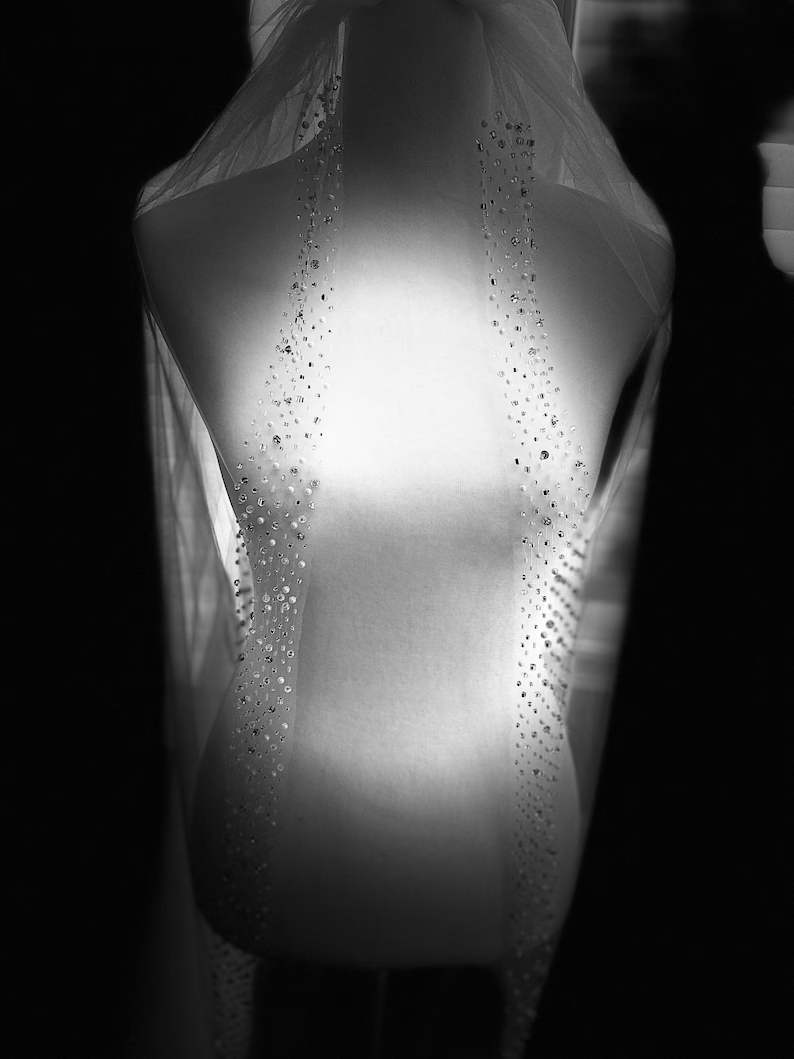Pearl & Crystal Beaded Veil, Wedding Veil, Beaded Veil, Ivory Veil, White pearl Veil, Elbow Veil, Fingertip Veil, Cathedral Veil,