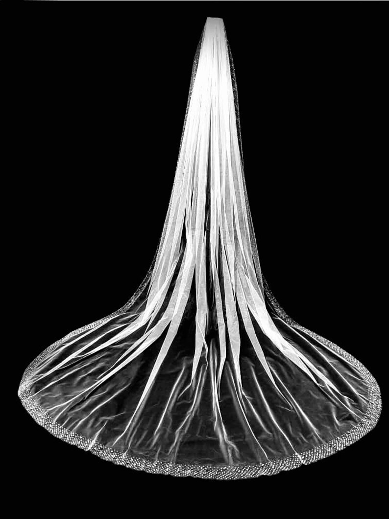 Pearl & Crystal Beaded Veil, Wedding Veil, Beaded Veil, Ivory Veil, White pearl Veil, Elbow Veil, Fingertip Veil, Cathedral Veil,