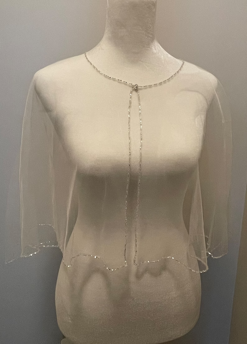 Beaded Capelet , Wedding Capelet, Crystal Beaded Cape, Wedding Cover Up, Bridal Cover, Bridal Topper, color samples