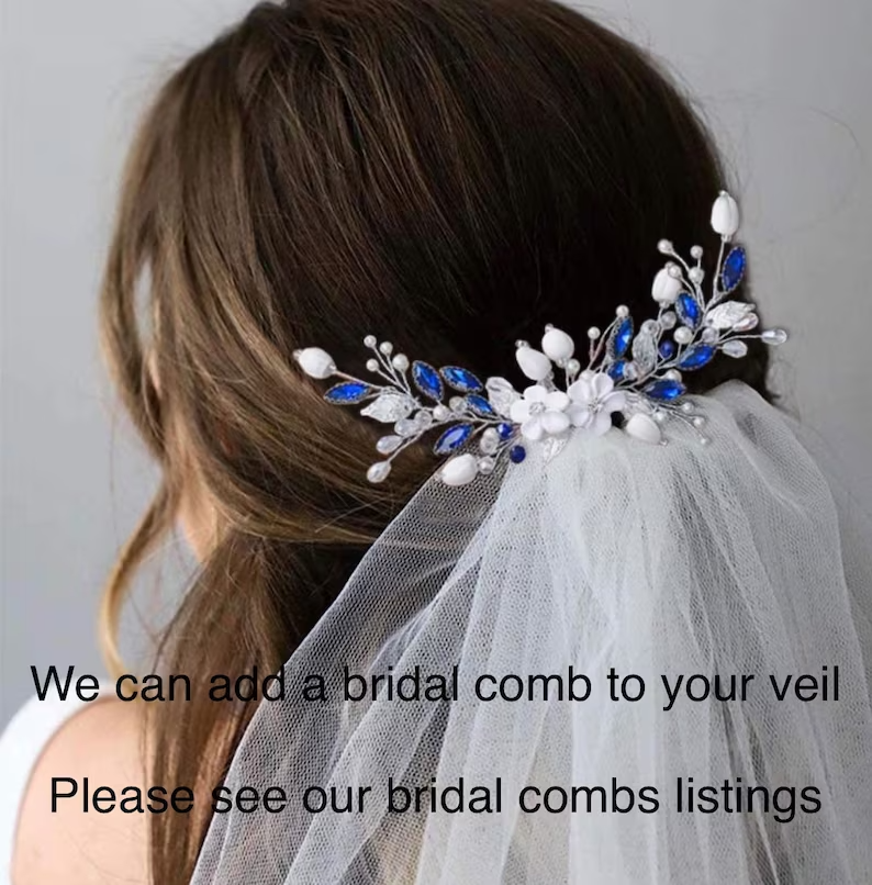 Bridal Veil with Black and White pearl, crystals and rhinestones, wedding veil, Elbow Veil, Fingertip Veil, Cathedral Veil