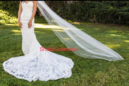 #BD-101 Scalloped Edge Crystal Veil