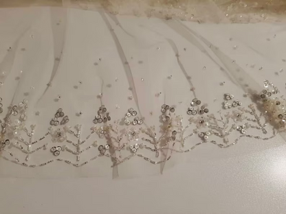 One of kind Wedding Veil, Beaded, Rhinestone and Crystal veil with amazing details, Free Tulle samples