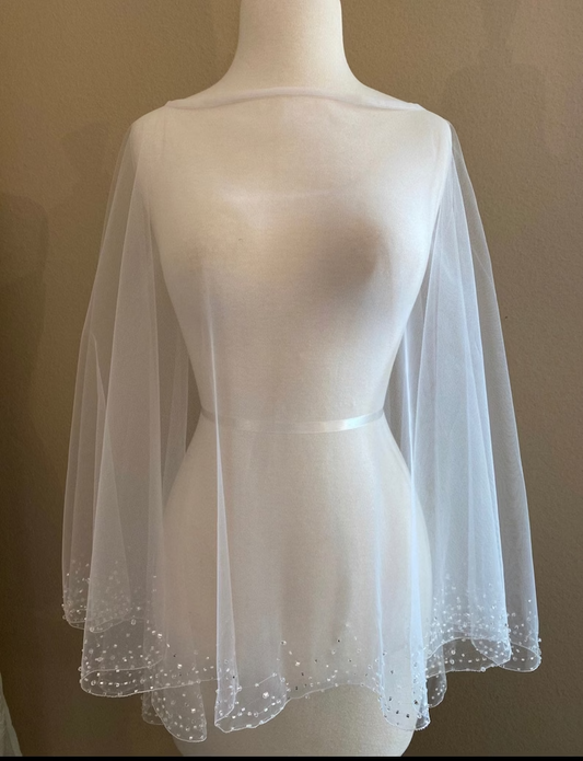 Beaded Capelet , Wedding Capelet, Crystal Beaded Cape, Wedding Cover Up, Bridal Cover, Bridal Topper, color samples